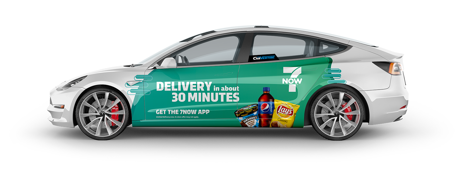 Tesla Driver Side Flat View. 7Eleven Tesla Driver Side Flat View. 7Eleven